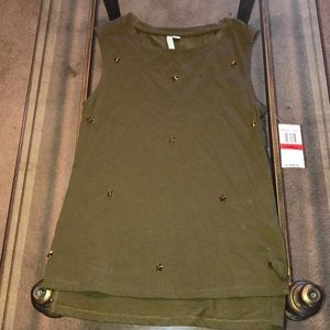 Olive Blouse with Gold Stars